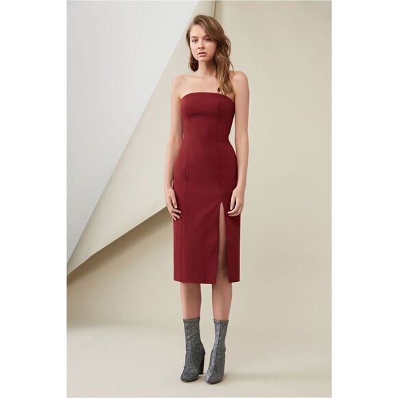 Finders Keepers Lucie Wine Red Midi Dress Size S - Picture 5 of 15